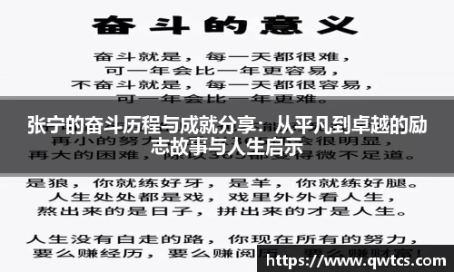 张宁的奋斗历程与成就分享：从平凡到卓越的励志故事与人生启示